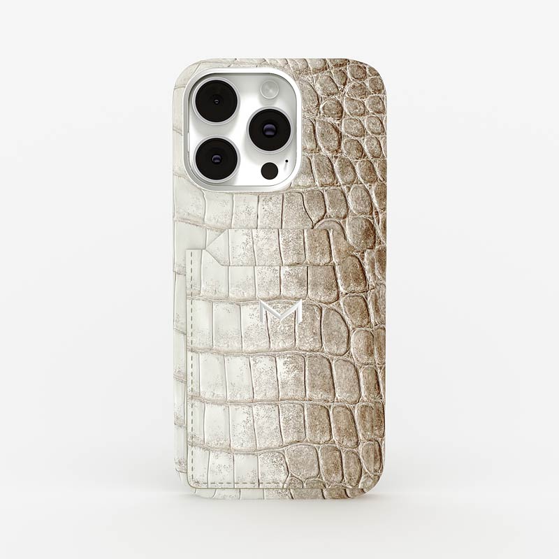 Cardholder Case for iPhone 15 Pro in Crocodile Himalaya
