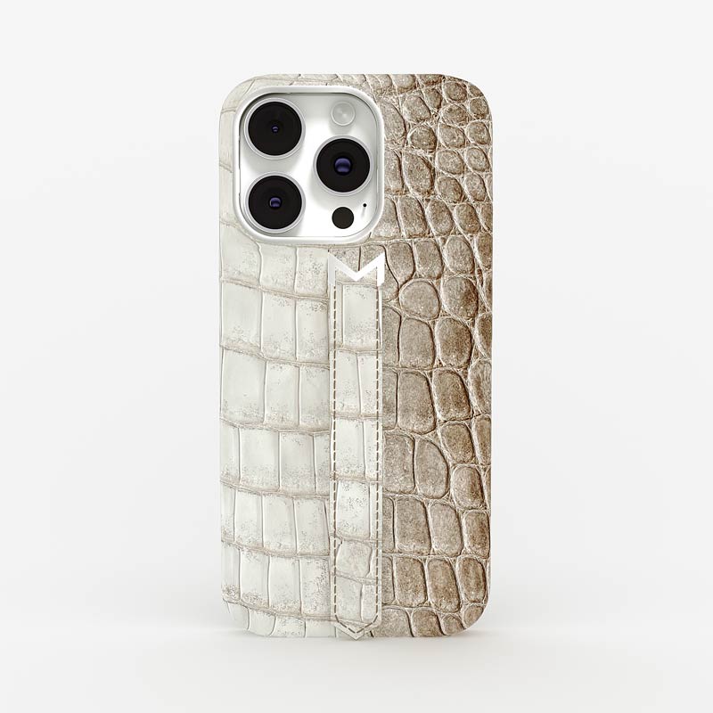 Finger Strap Case for iPhone 16 Pro in Crocodile Himalaya